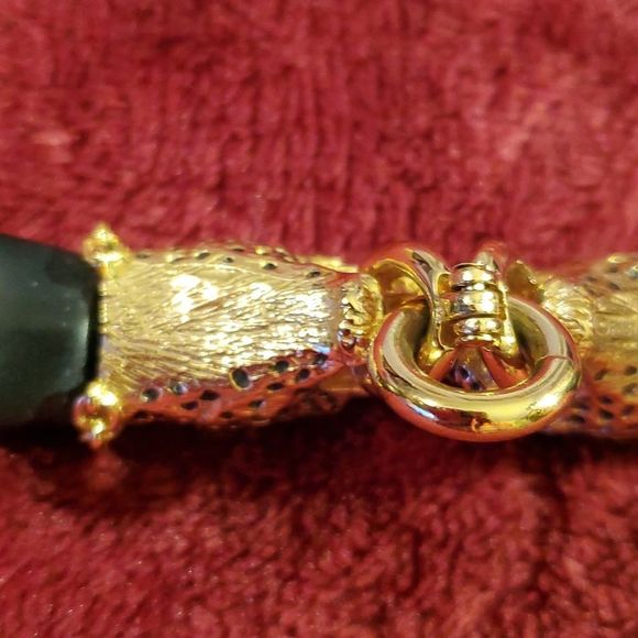 Franklin Mint Bracelet 4 Genuine Rubies & 22 KT Gold Plated over Ebony - Picture 6 of 7